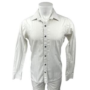 Eighteen Waits Men's White Long Sleeve Slim Button Down Dress Shirt Top Size M